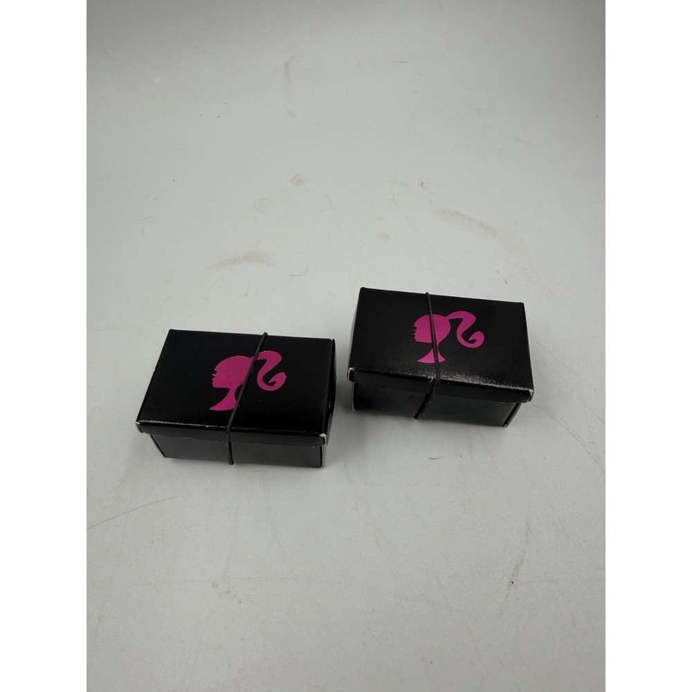 Barbie Top Model Muse Doll Black & Pink Logo Shoe Box x2 Accessory For Diorama